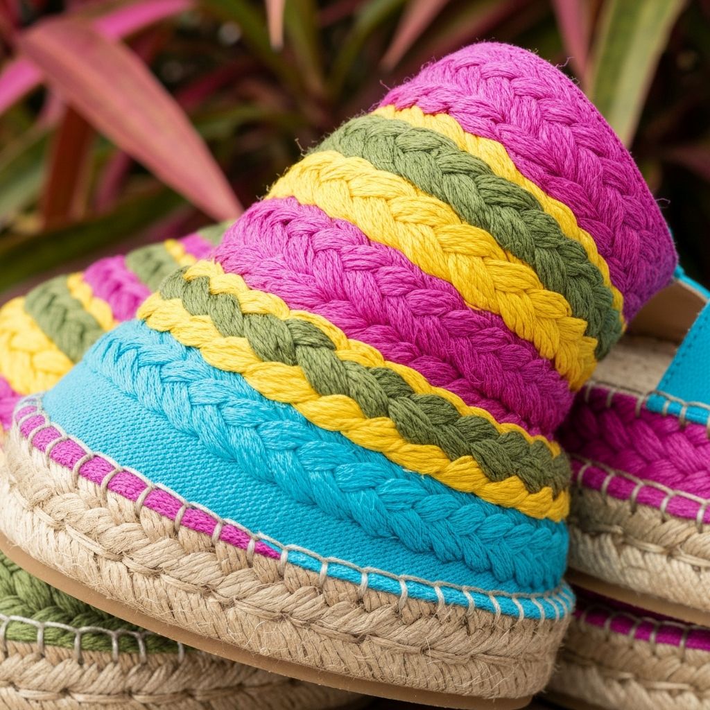 Colorful espadrilles stacked display